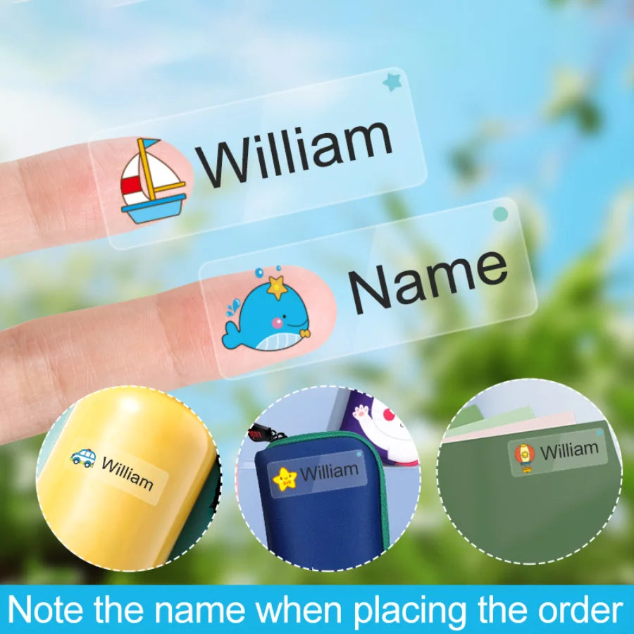 Custom Transparent Waterproof Stickers for Kids - Personalized Name Labels for School, Sports Bottles & DIY Crafts,Multilingual‌