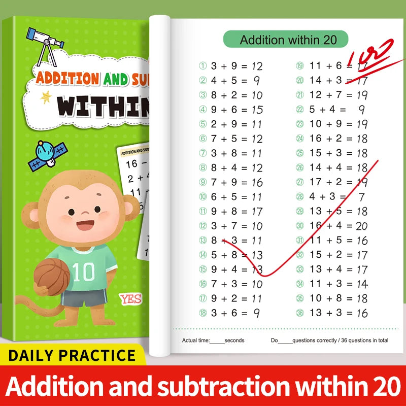 Children's Math Exercise Book, Math Improvement Tool: Addition and Subtraction Within 100, Ideal Math Education Workbook, Back-To-School Gift, Christmas Giveaway