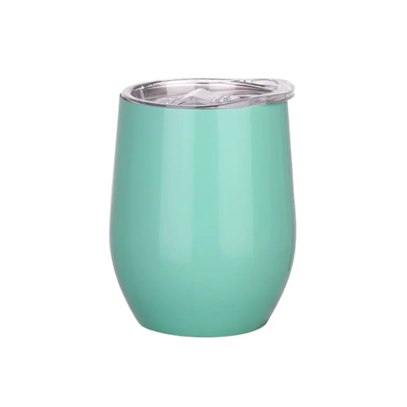 12OZ Wine seal Cover Custom Logo Mug Vacuum Insulated Thermos Garrafa Termica  Egg Shape Coffee Tumbler  Wine Beer  With Lid