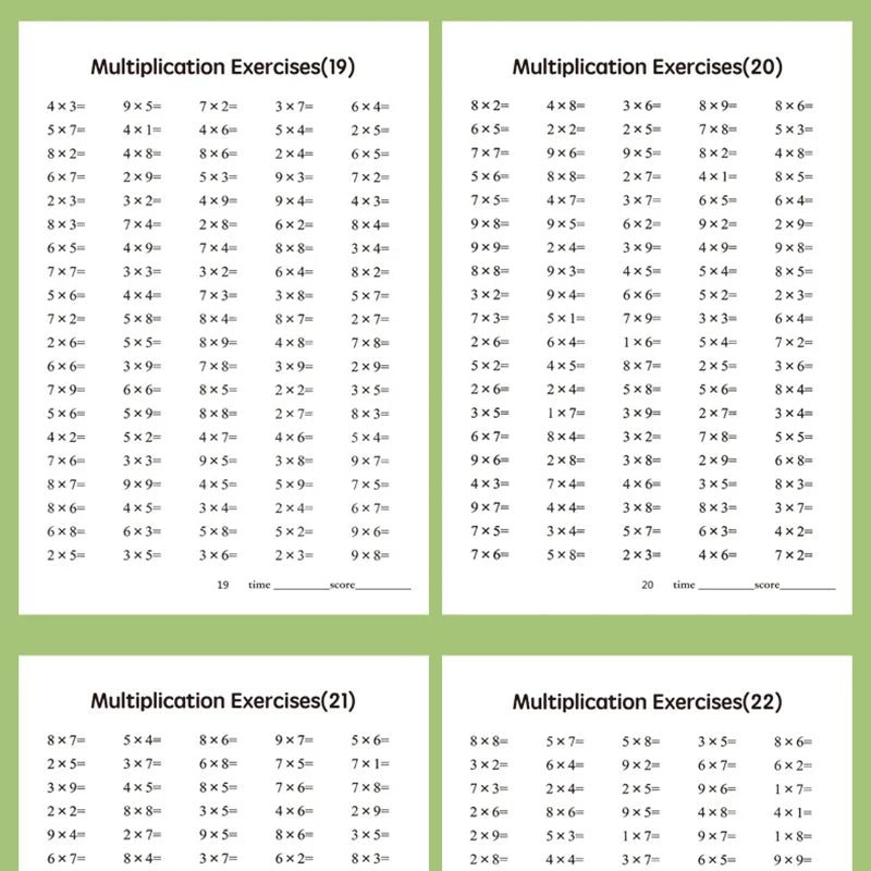 Multiplication and division workbook, math practice book, improve calculation skills, educational tool for brain development