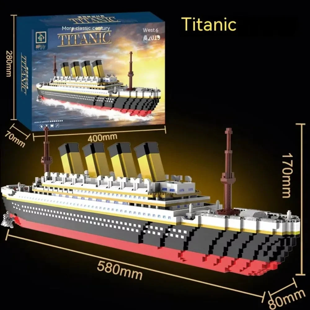 Titanic Model Cruise Ship Building Blocks MOC Boat DIY  Classical Bricks Kit Children Kids Toys Birthday Gift