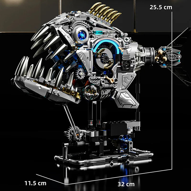 2026 New Mechanical Piranha Building Block DIY Assembly Model,STEM Educational Science Kits for Kids,Creative Desktop Decoration