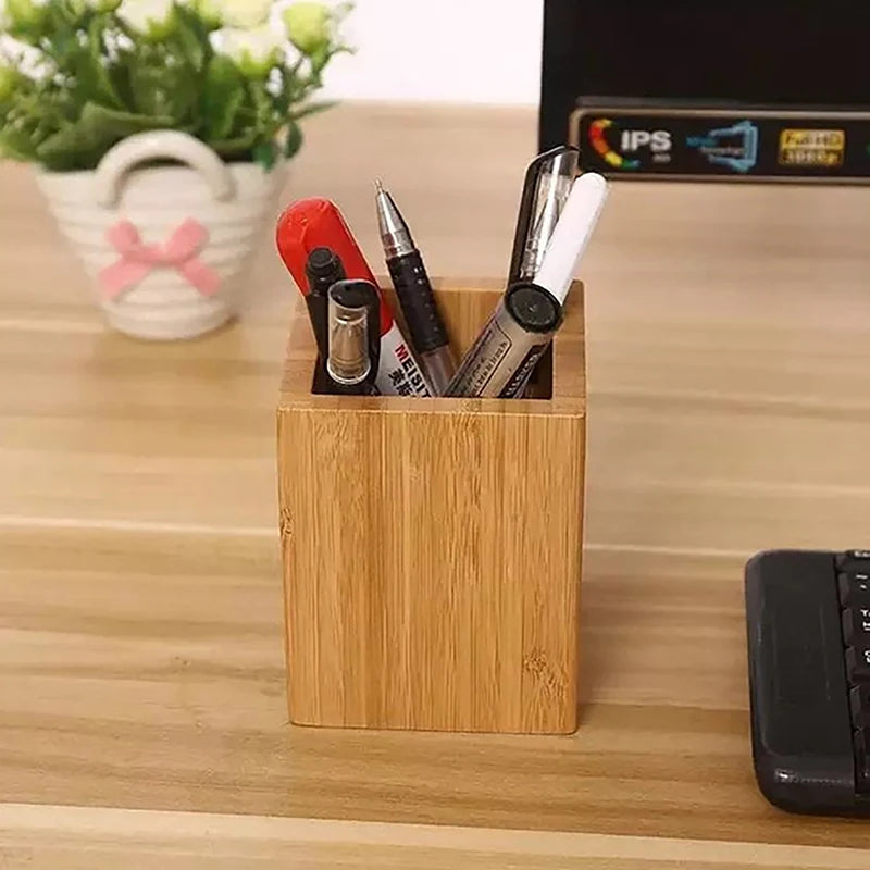 Desktop Storage Pencil Organizer Stationery Multifunctional Home Study Office Bamboo Pen Holders Desktop Organizer