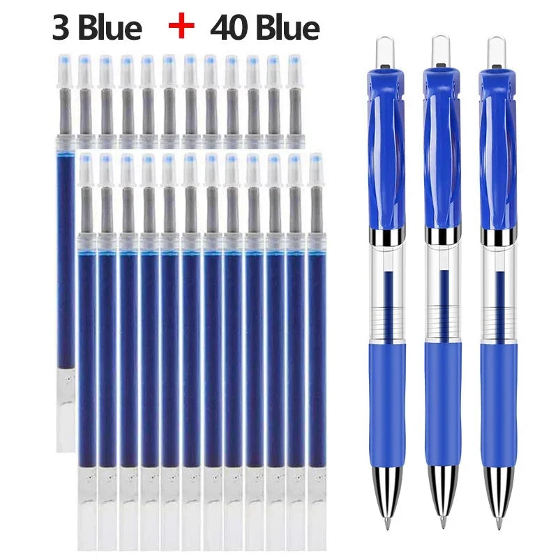 43 PCS Gel Pens & Refills Set Stationery Kawaii writing pen Black/red/blue ink 0.5 mm blue ballpoint pen Office school supplies