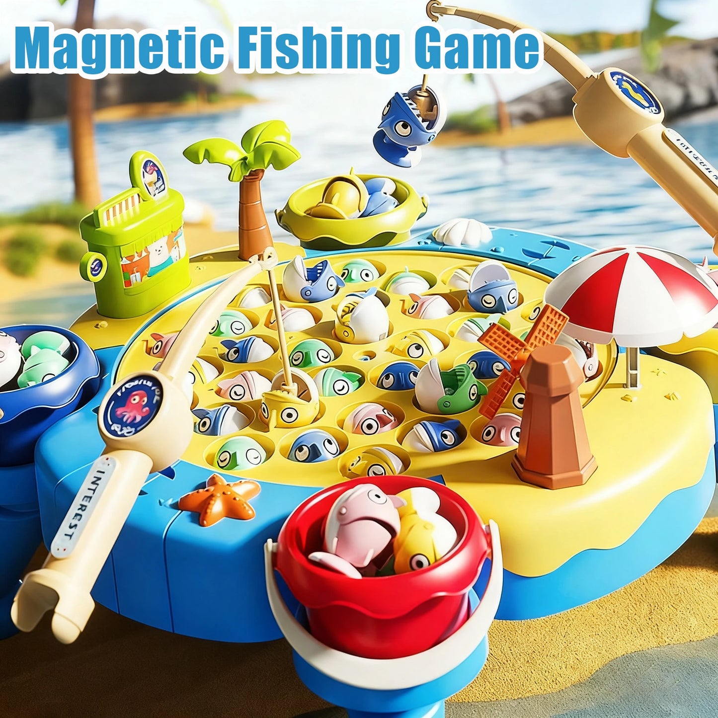 Magnetic Fishing Game - Educational Learning Toy with 2/6 Poles & 25/35/45 Fish for Kids Develops Fine Motor Skills