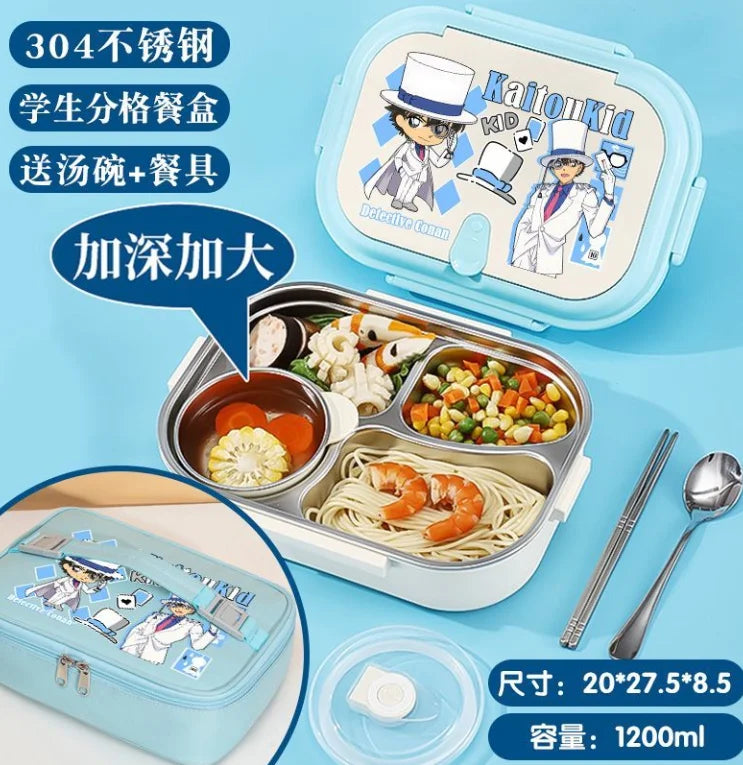 Detective Conan Stainless Steel Insulated Lunch Box Cute and Stylish Bento Box with Compartments for Male and Female Students