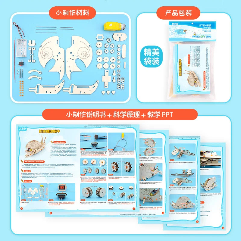 DIY Bionic Electric Snail Model Physical Science Experiment Tool Pack Teaching Aids for Kids Educational Toys Building Block