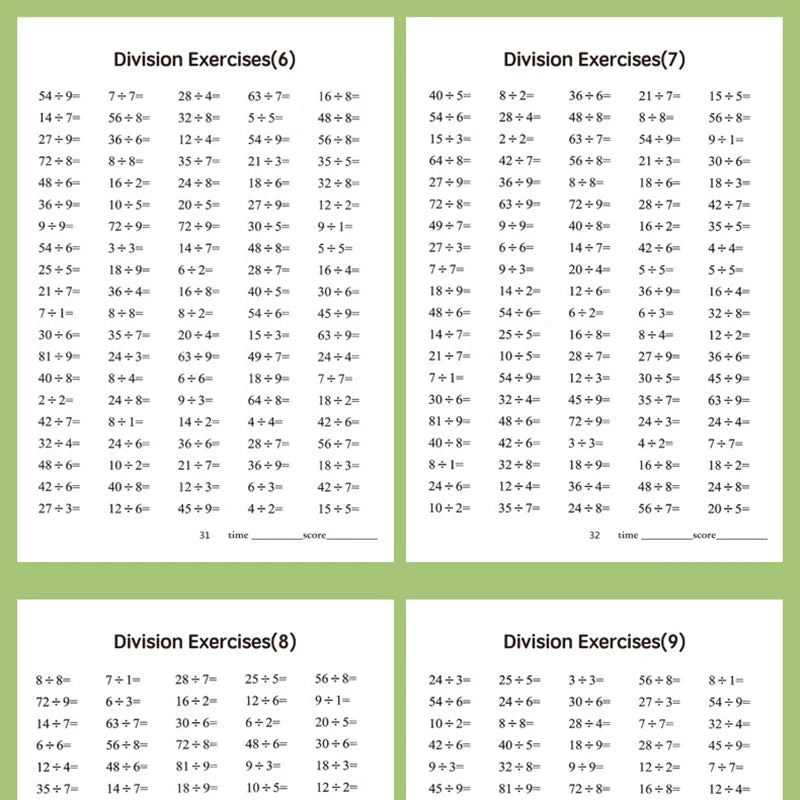 Multiplication and division workbook, math practice book, improve calculation skills, educational tool for brain development