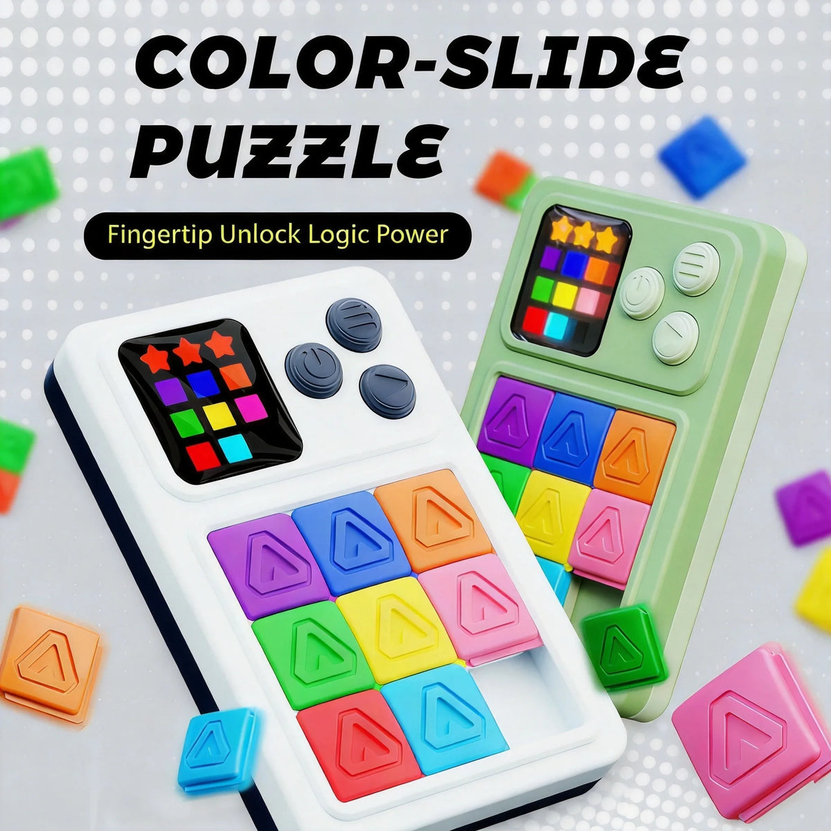 Electronic Slide Puzzle Handheld Games for Kids,Brain Teaser Puzzles, Educational STEM Logic Toys, Travel Games