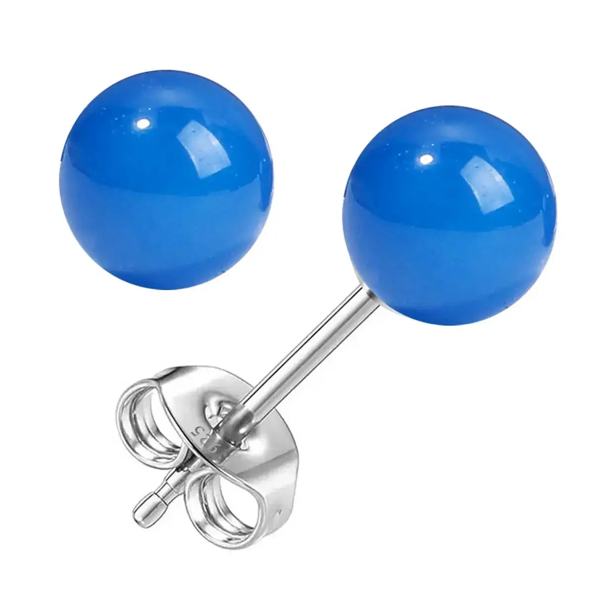 6mm Stone Beads Natural Stone Earrings Earring Stud 925 Sterling Silver Jewelry For Women Party Women's S925 Silver Earrings