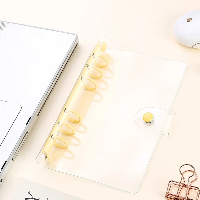 A5 A6 A7 B5 A4 Transparent Double Button Loose Leaf Binder Notebook Cover Note Book Journal Planner Office Stationery Supplies