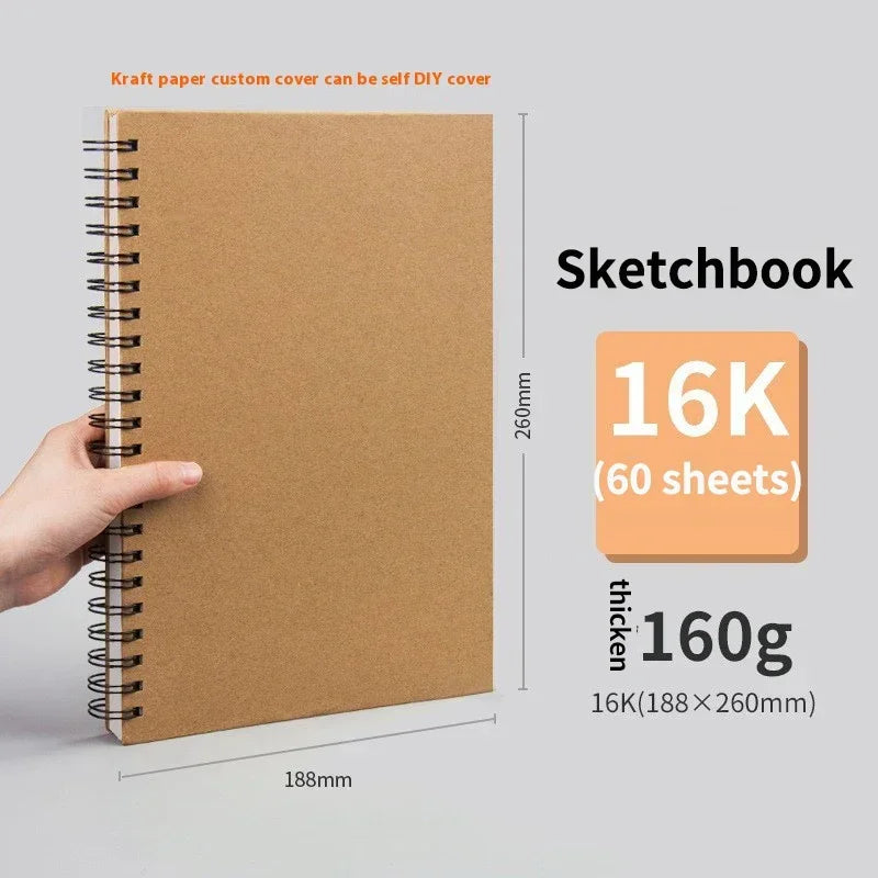 A3/A4//A5/8k/16k Sketchbooks for Drawing Sketching Paper Pad Inner Blank Drawing Graffiti Art Supplies 120g 160g Spiral Notebook