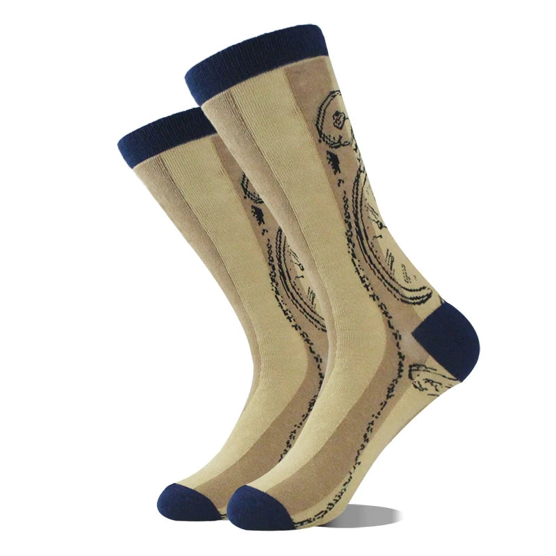 Cotton Happy Funny Socks Men Alien Planet Shark Crazy Design Sokken Unisex Novelty Dinosaur Crew Skateboard Calcetines Hombre