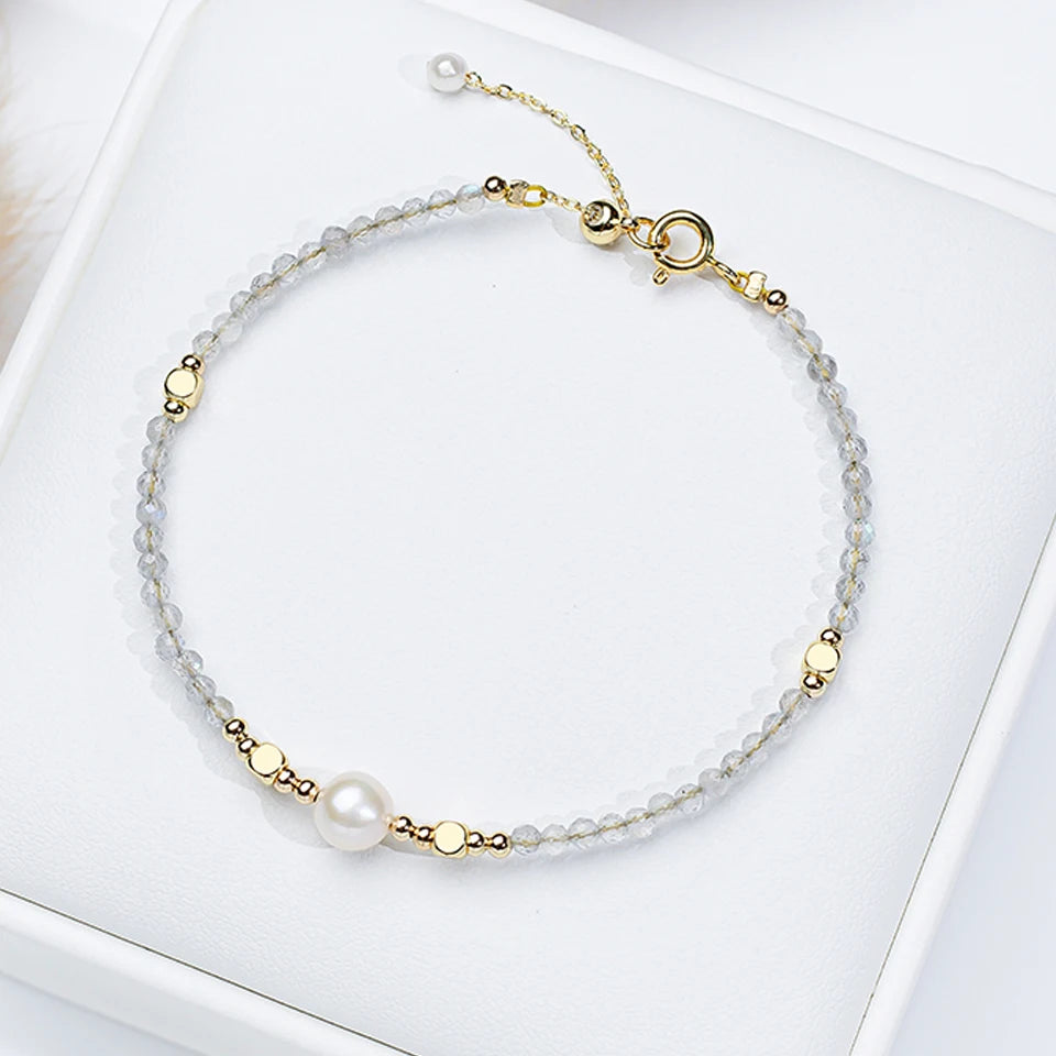 2mm Tourmaline With 7mm  Freshwater Pearl Bracelet For Women Natural Stone Bangle Jewelry Amethyst chains