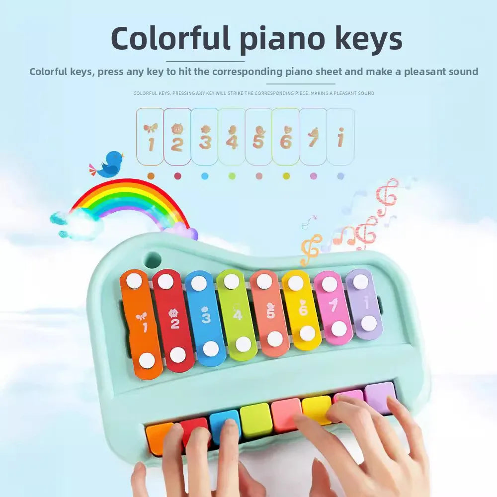 8-Note Xylophone Piano 2-in-1 Early Educational Musical Toy with Mallets for Baby Toddlers Montessori Learning Instrument Girls