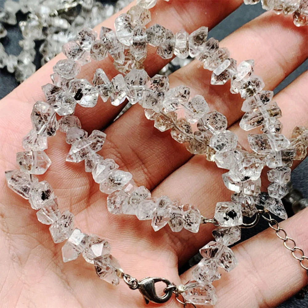 Natural Herkimer Diamond Bracelet Double Pointed Crystal Quartz Hand Chain Real Gemstone for Festival Gifts Fashion Jewelry