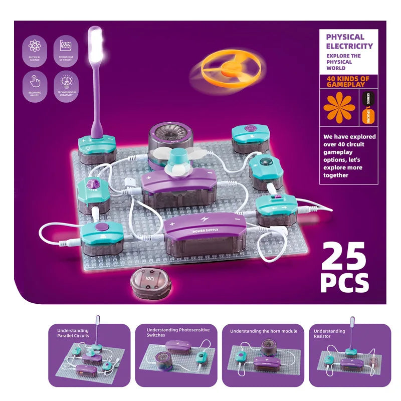 STEM Science Experiment Set for Kids - Electronic Building Blocks Physics Circuit Experiment Toys for Education And Learning