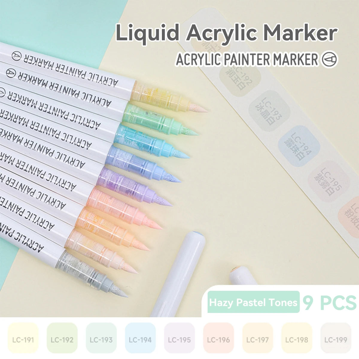 9pcs/Box MIX Color Acrylic Markers Set Kids Gift Art Rock Painting Pens Graffiti For Stone Glass Book Shoes DIY Craft Supplies