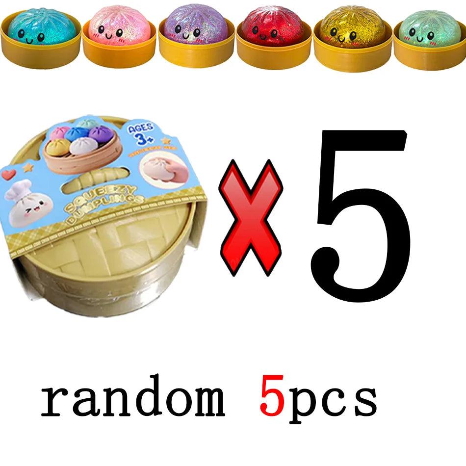 Dumpling Pressure Dumpling Squishies Cute Colorful Bun Toy Slow Rising Stress Relief Fidget Toy for Kids Adults Anti-Anxiety Gif