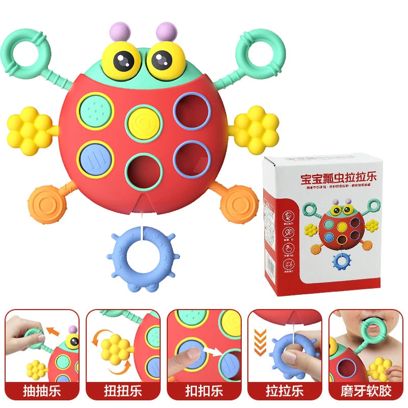 Montessori Toddler Pull Toy String Sensory Toys Silicone Activity Development Baby 0-12 Months cute animals Educational Gifts