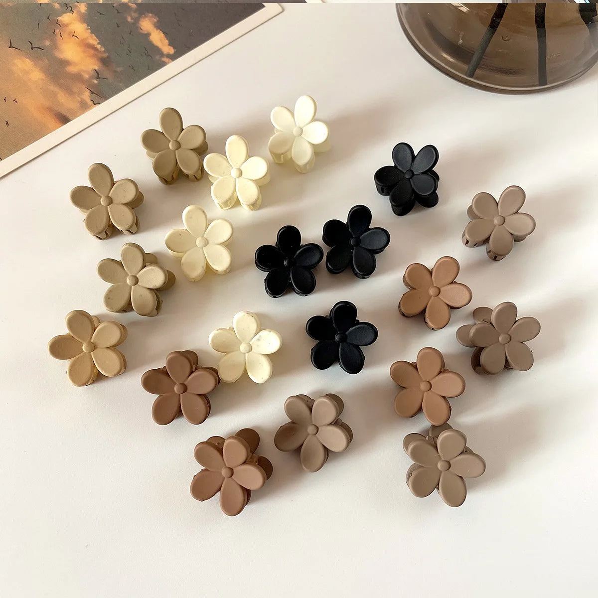 10Pcs/set Small Flower Hair Claw Clips for Women Girls Matte Rectange Jaw Clips Semicircle Barrettes for Thin Hair