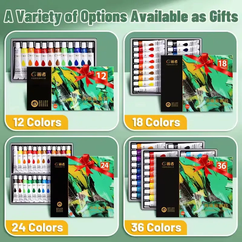 12ml/0.42oz Activated Acrylic Paint Set Suitable for Paper, Wood, Canvas, Rock, Ceramics, Clothing. DIY Acrylic Painting Toolkit