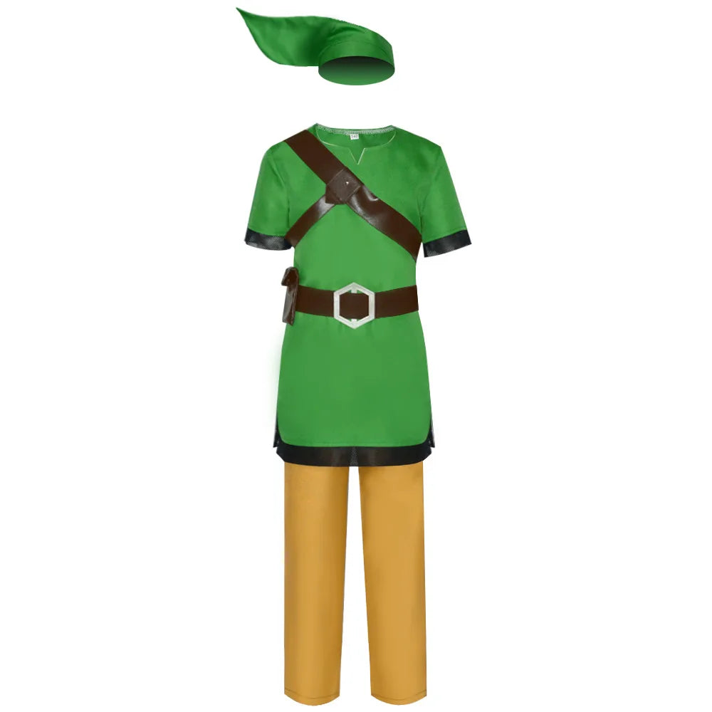 Kids Adult Zelda Skyward Sword Link Cosplay Costume Game Cosplay Clothes Link Green Uniform Men Women Outfits Halloween Suit