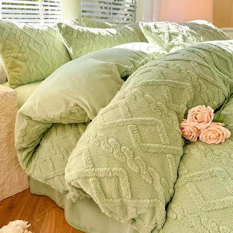 Tafuru Milk Fleece Single Quilt Set Autumn/winter Thickened Warm Solid Color Duvet Cover 200x230 220x240 Bedding for Double Use