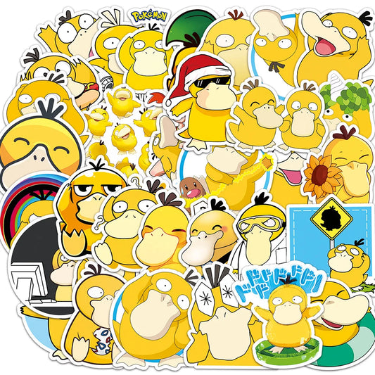 10/30/50pcs Kawaii Anime Pokemon Psyduck Stickers Cute Cartoon Graffiti Decal DIY Phone Water Bottle Laptop Sticker for Kids Toy