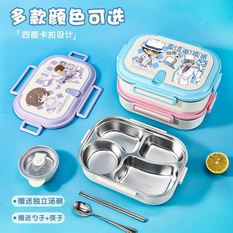 Detective Conan Stainless Steel Insulated Lunch Box Cute and Stylish Bento Box with Compartments for Male and Female Students