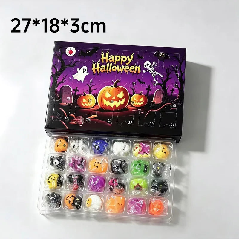 Halloween Mini Squishy Advent Calendar – Ghost, Pumpkin, Bat & Witch Blind Box