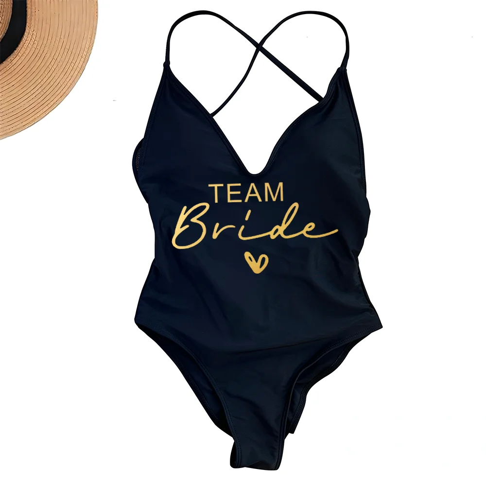 Sexy Padded One Piece Swimsuit Women Team Bride Swimwear Bikini Summer Bathing Suit Plus Size Beachwear Bachelorette Party Lady