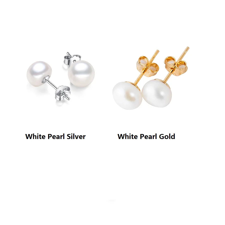 Wholesale Natural Freshwater Pearl Earrings Real S925 Sterling Silver Stud Earrings For Women Jewelry Birthday Gift