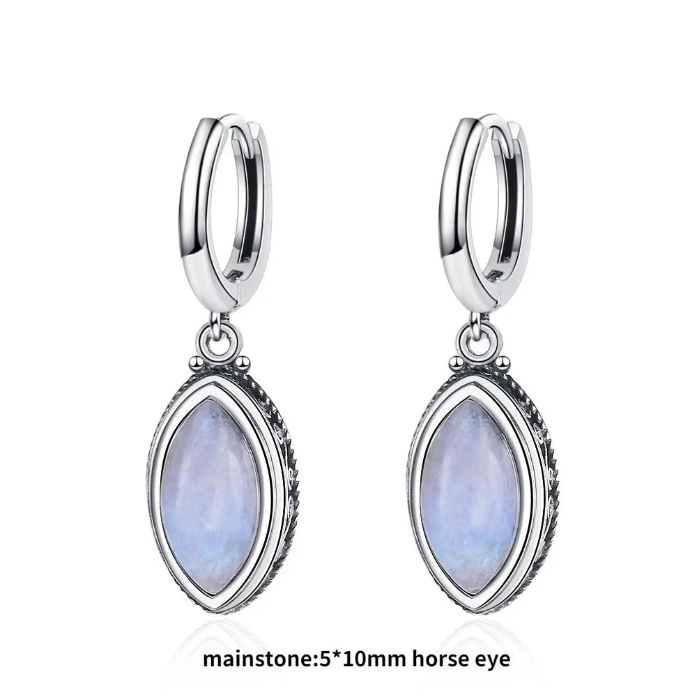 New Elegant Natural Kyanite S925 Silver Drop Earrings for Women Vintage Jewelry Wedding Engagement Hoop Earrings Gifts