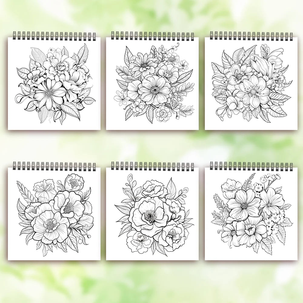 Adult coloring book - 30 Sheets women's spiral coloring book, 8.3x 8.3 inches, drawing book, birthday gift, holiday party gift