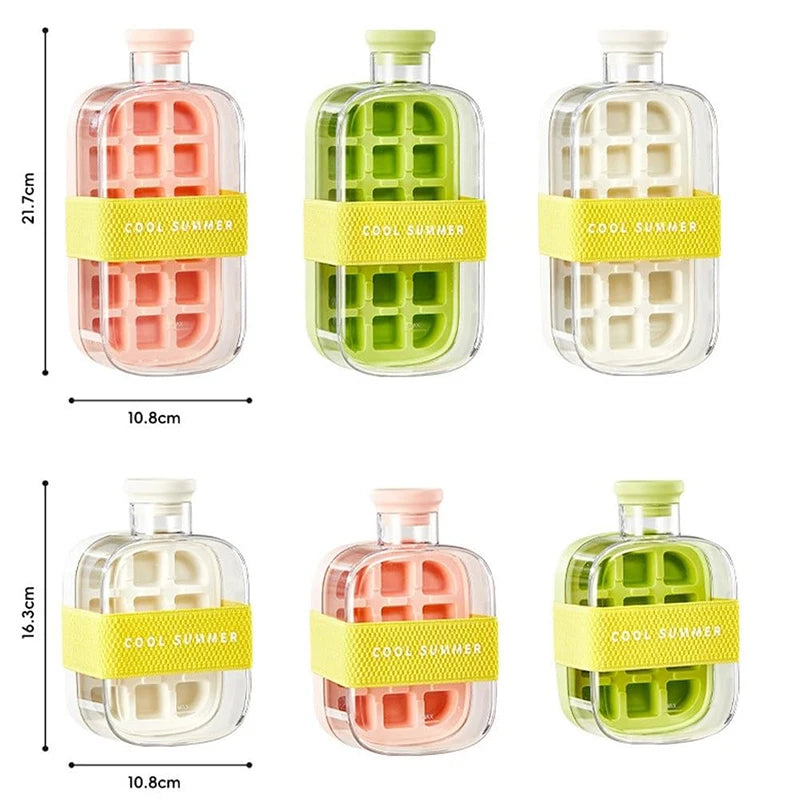 Ice Cube Tray Press Ice Maker with Lid Food Grade Cooling Ice Mold 2 in 1 Ice Straw Water Bottle for Summer Cooling Drinks