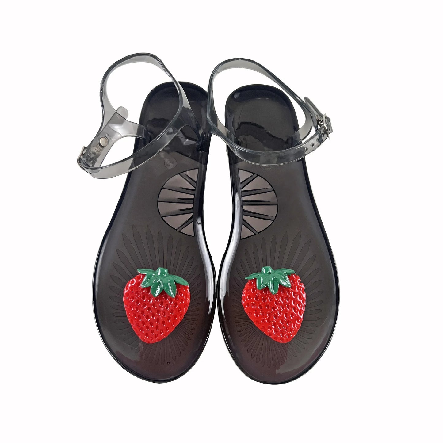 Plus Size 36-42 Ins Hot Sales Women Girls Jelly Sandals Colorfull Transparent PVC Beach Shoes Summer Fruit Flip-flop Shoes