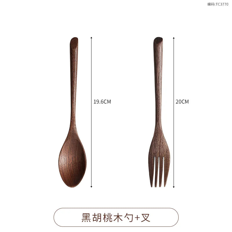 Black Walnut Cutlery Set Spoon and Fork Set High-grade Solid Wood Chopsticks Soup Spoon Coffee Dessert Jam Supplies