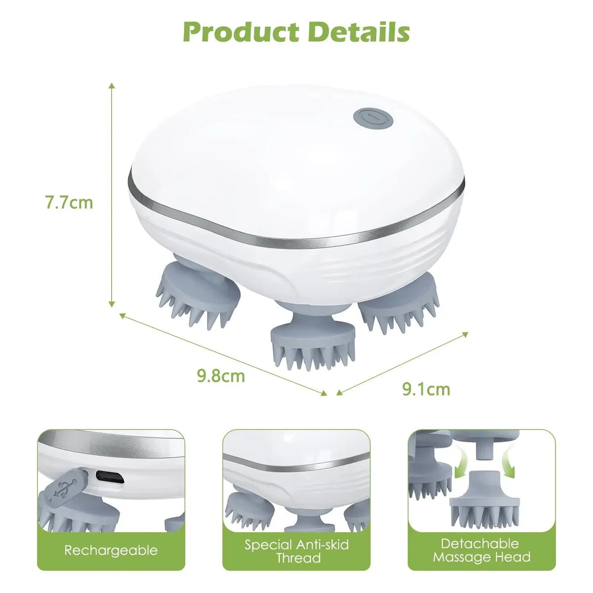Electric Head Massager Scalp Relax Vibration Scalp Massager Kneading Rechargeable Head Massage Machine Women/Men/Dog/Kitten