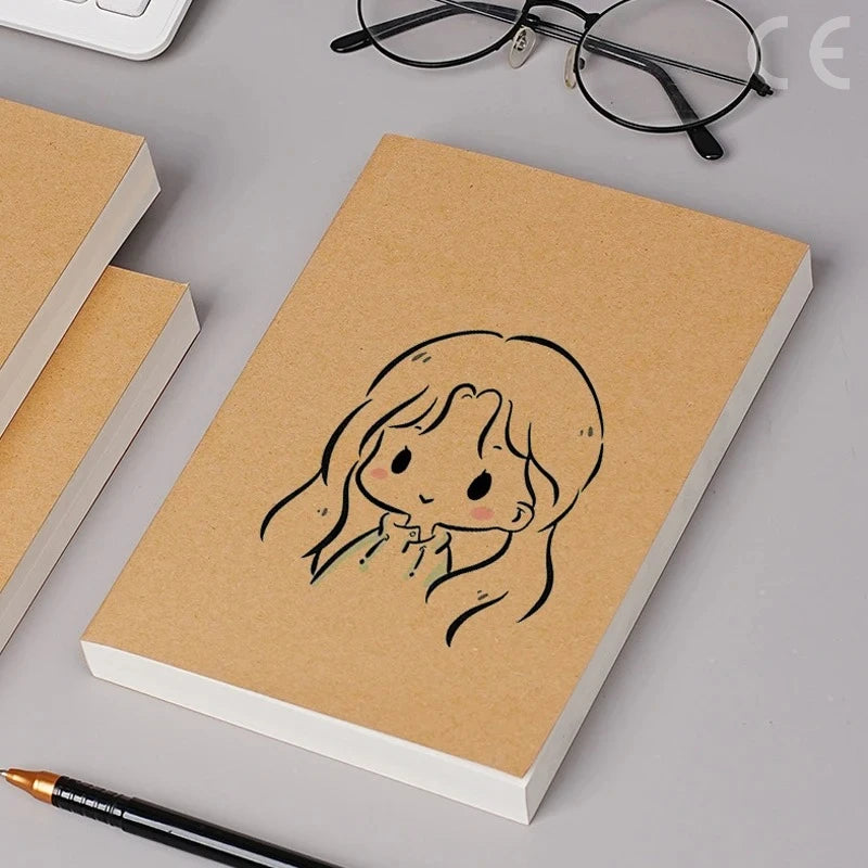 DIY Cover Kraft Paper Notebook A5/B5 Size 100/200 Sheets Blank Journal Draft Book for Students Teachers School Office