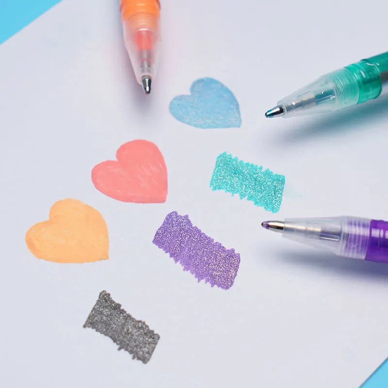 DELVTCH 12/24/36/48 Color Set Glitter Metallic Highlighter Gel Pen 1.0mm Tip For Art Marking Painting Drawing Kids Graffiti Gift