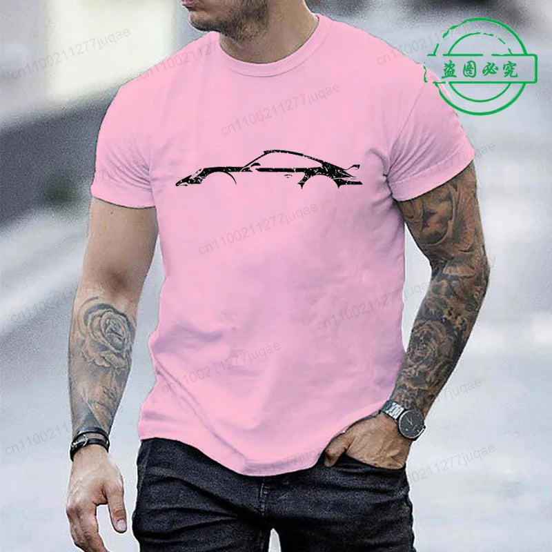 Minimalist Style T-Shirt for Men Women,Round Neck Short Sleeve Tee Shirts, Funny Race Car Printed T-Shirts for Men & Women Tops