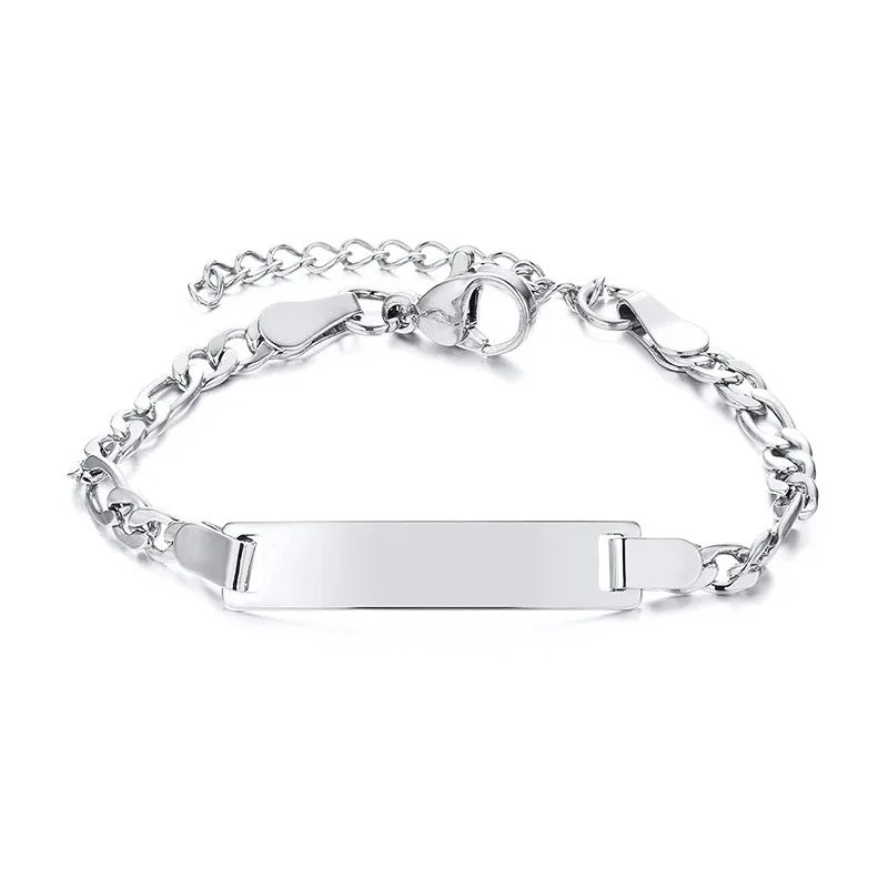 Customized Name & Text Gold Plated Stainless Steel Link Bracelet Fashion Personalized Custom Jewelry Men Women