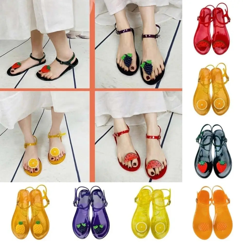 Watermelon Jelly Fruits Sandals Mango Grape Bee Lemon Orange Korean Style Slippers Soft PVC Bottom Non Slip