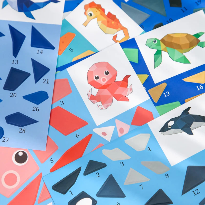 4 Styles Cute Animal Puzzle Sticker Books, Educational Toys for Kids Ages 3+, Fun Learning Activities for Toddlers and Children