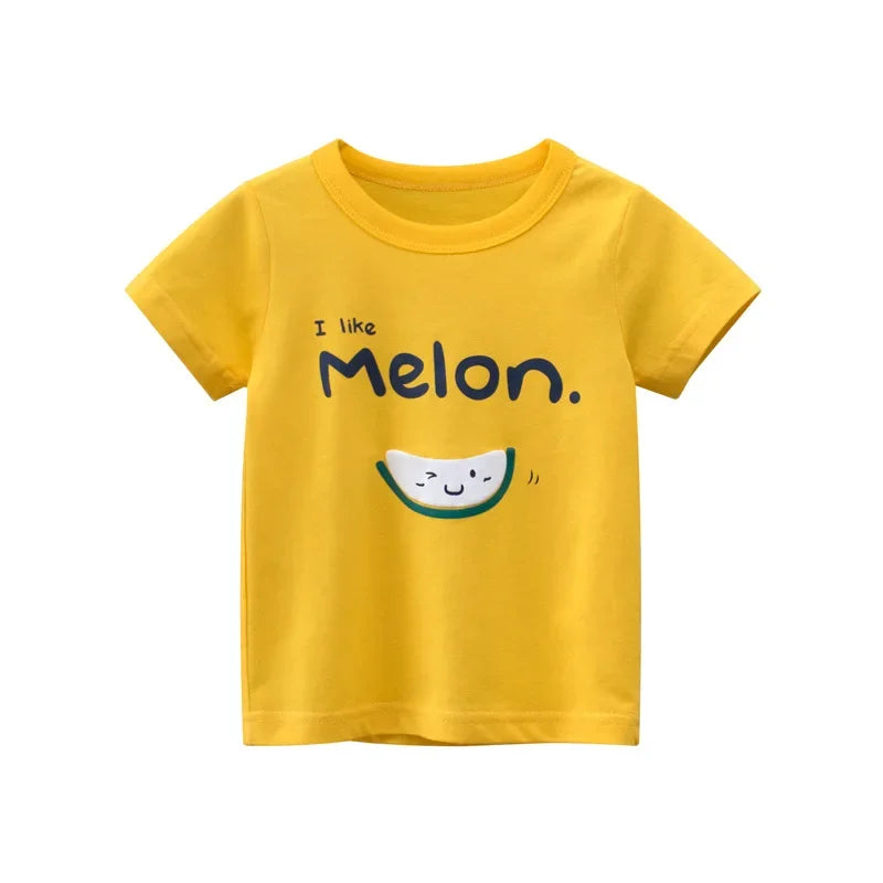 2-8T Heart Print Girls T Shirt Summer Toddler Kid Baby Clothes Short Sleeve Cotton Tshirt Childrens Cute Tee Top Infant Outfit