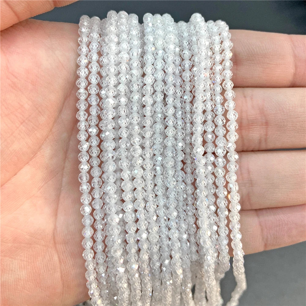 2mm 3mm 4mm Faceted Natural Stone Pink Rose Quartzs Crystal Beads Round Amethysts Loose Beads for DIY Jewelry Making Necklace