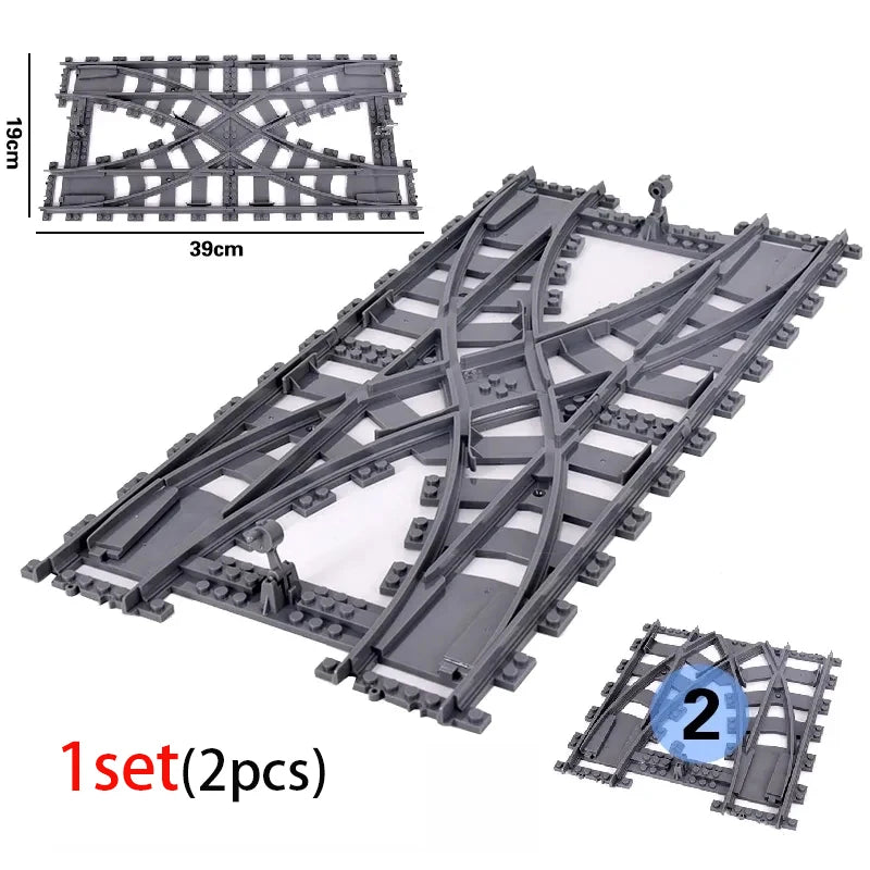 NEW City Trains Flexible Tracks Soft Straight Curved Rails Switch Building Block Creative Models Railways Toys For Kids Gifts