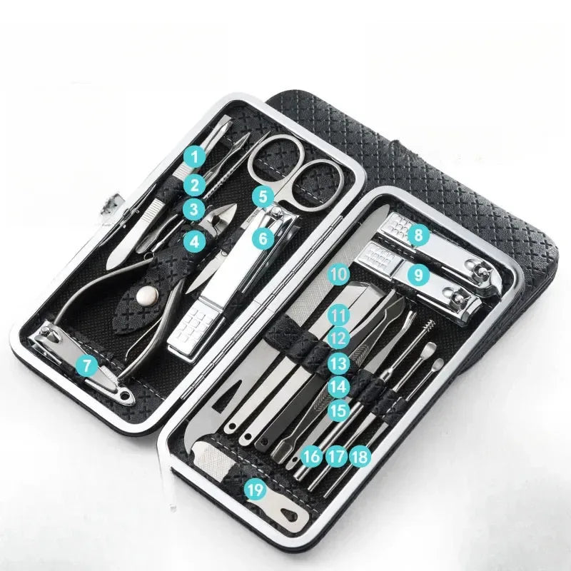 Household Nail Clippers, One Set 19 Pieces, Large Dead Skin Pliers, The Angled Scissors Are Used to Remove Dead Skin, Small Hair