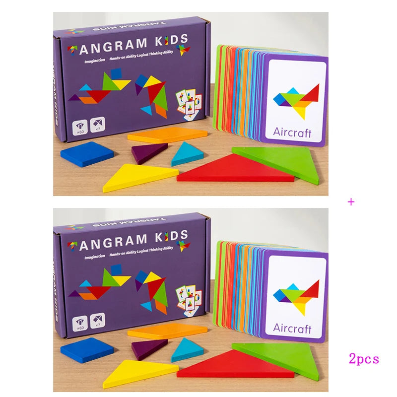 Wooden Children Puzzle Toys Montessori Preschool Education Tangram Game Building Blocks Learning Puzzle Game Kids Festival Toy
